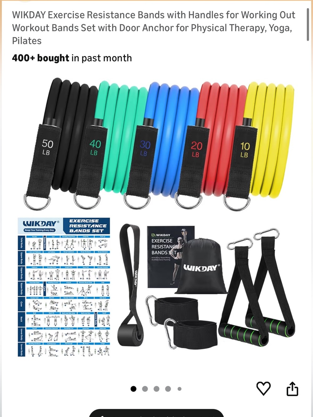 WIKDAY Resistance Band Set - Multicolor Heavy Workout Tubes